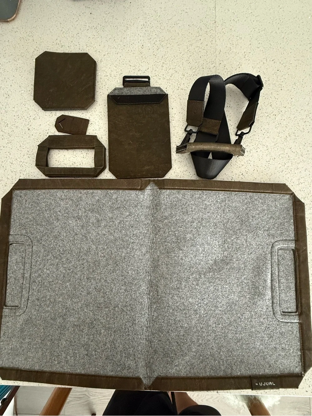 Brown Modular Tablet Carrying Case with Adjustable Strap